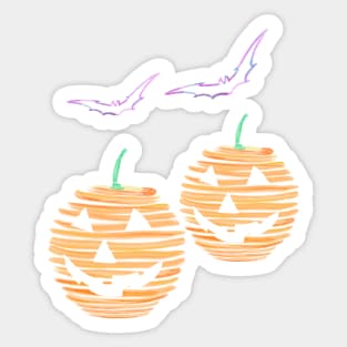 Halloween Pumpkin smiles with bat Sticker